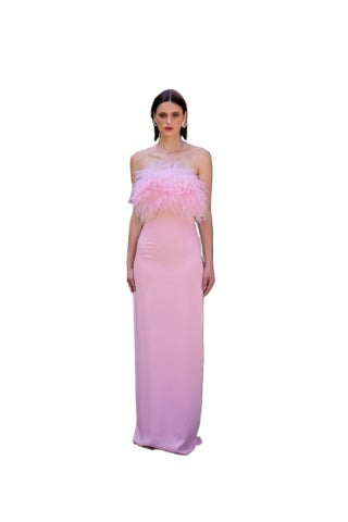 Vestido Plumas Rosado