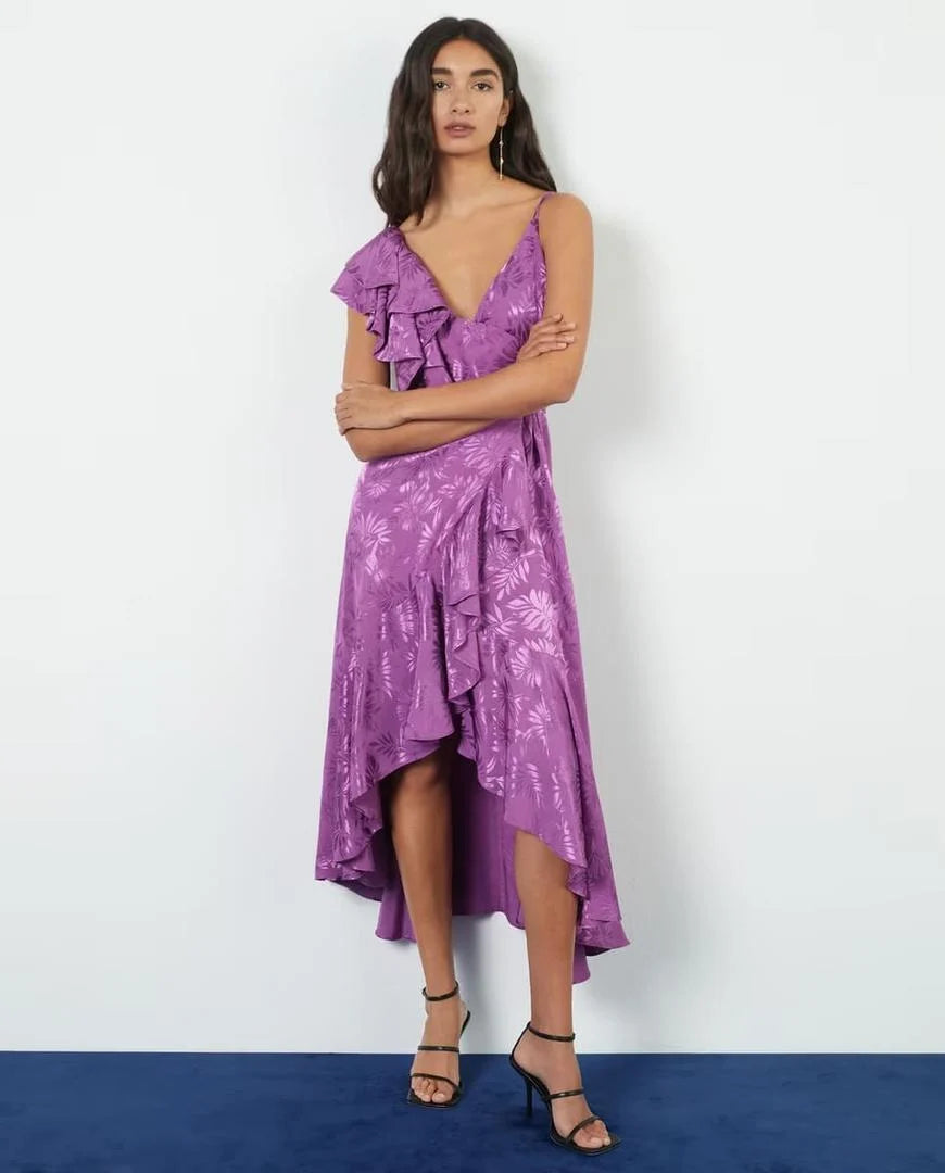 Vestido jacquard berenjena M