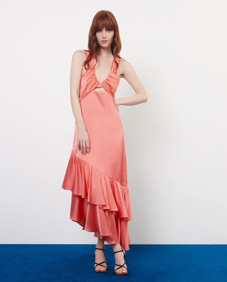 Vestido midi coral