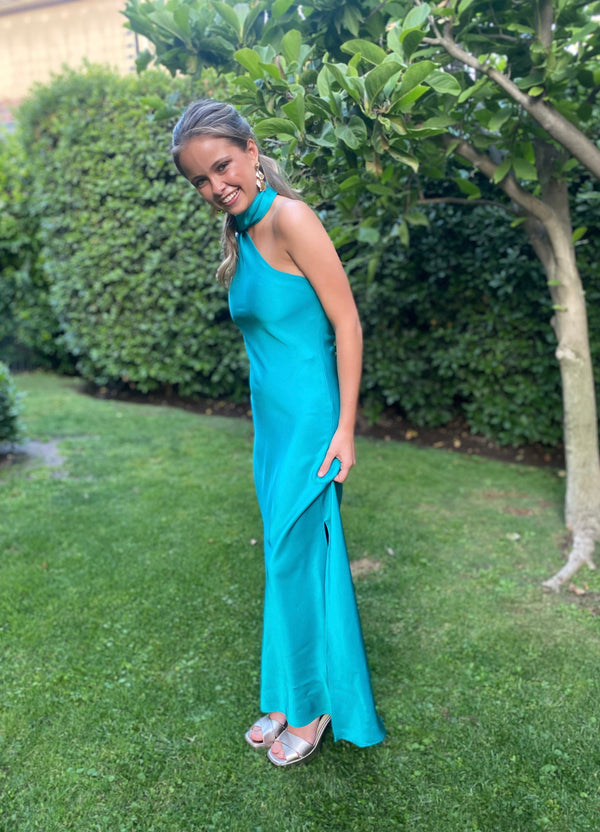  con Vestido Abril Turquesa