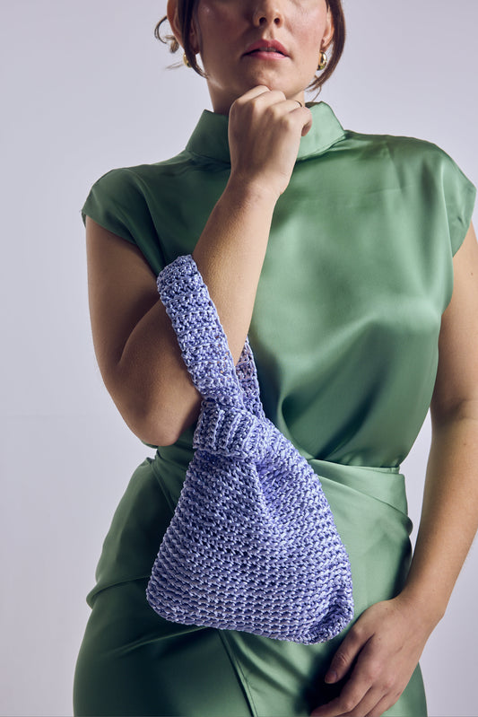 Bolso mano tejido lavanda