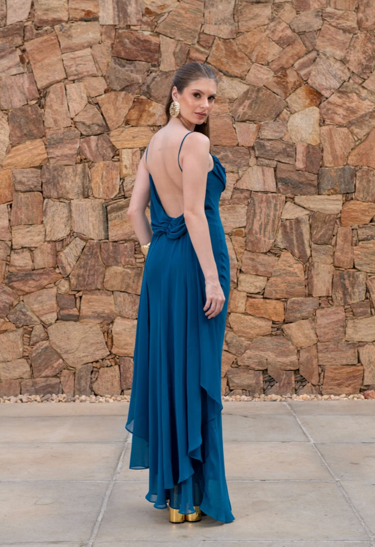 Vestido Brasil Azul Petróleo