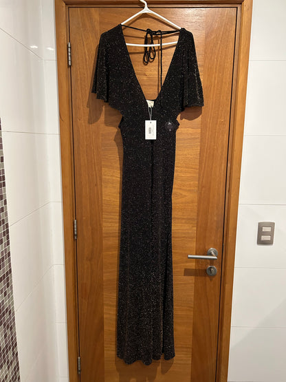 Maxi vestido black & gold negro