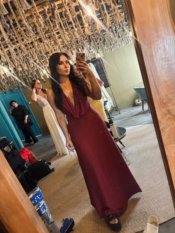  con Vestido Marrocos Marsala