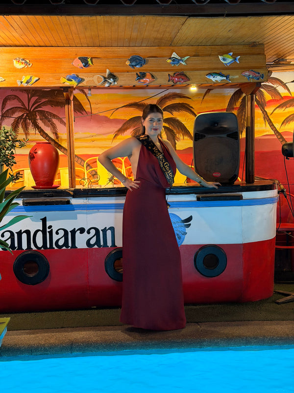  con Vestido Marrocos Marsala