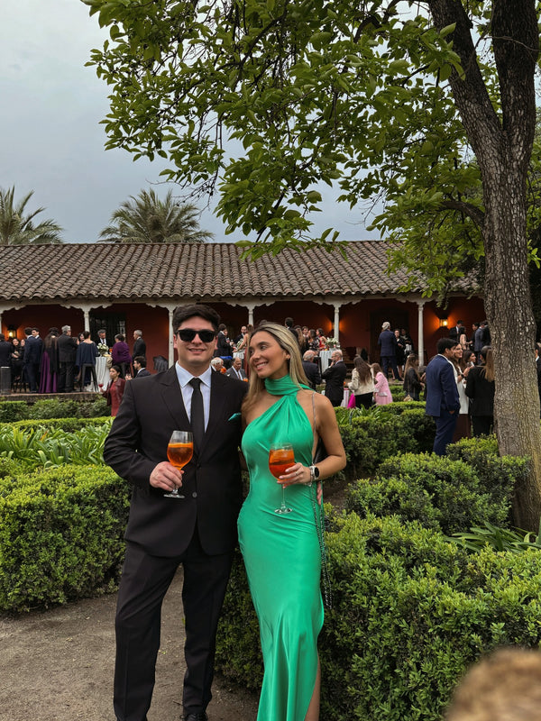 samiracharlotte con Vestido Satén Verde  Azzara